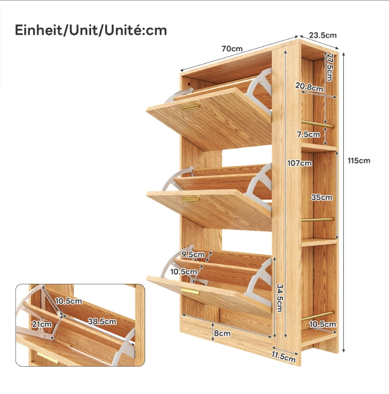 Armadio per scarpe moderno e minimalista - Zephmum - Design a tre ante, grande capacit¨¤, scaffali aperti
