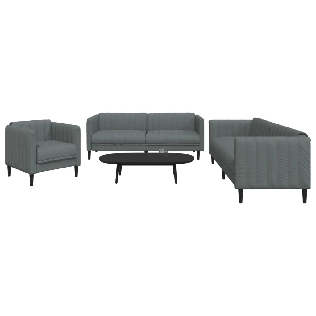Set di Divani 3 pz Grigio Scuro in Tessuto 3209230