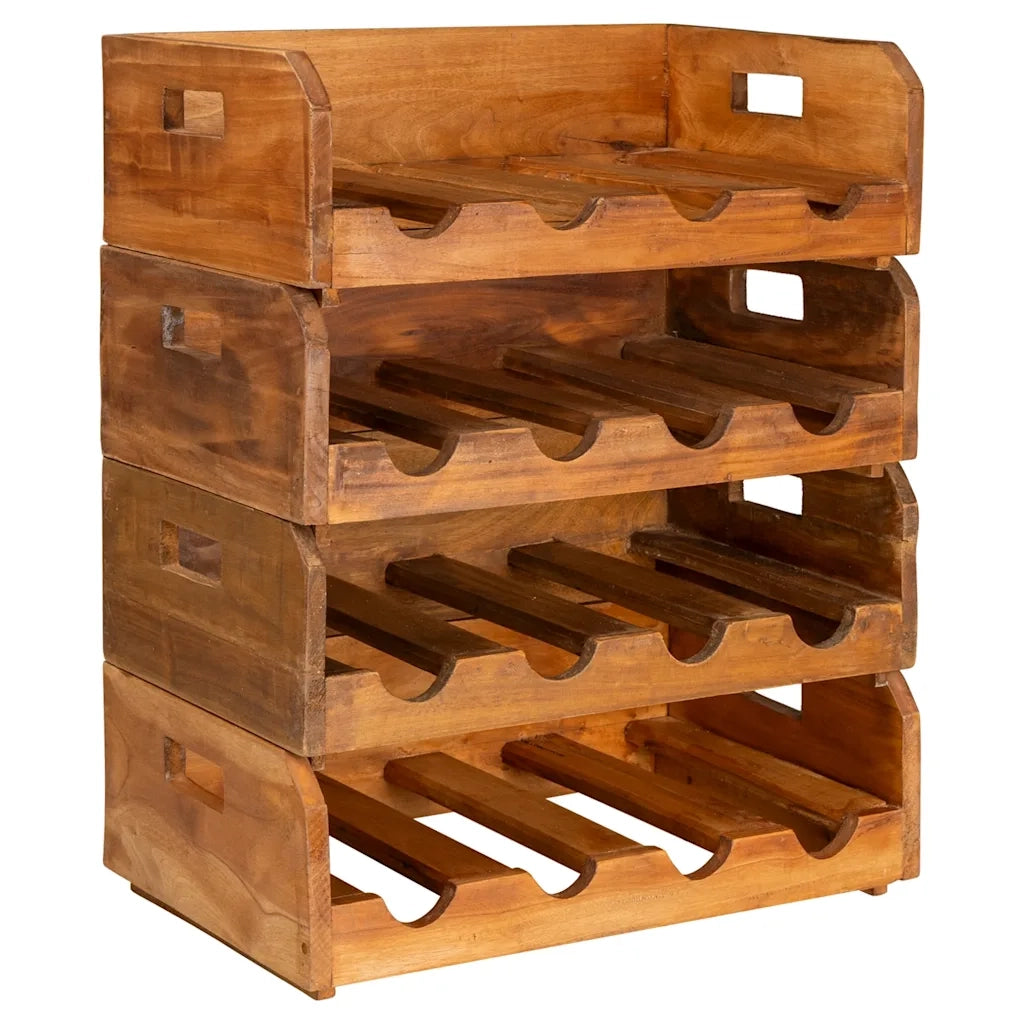 Set Portavini 4pz per 16 Bottiglie in Legno Massello Recuperato cod mxl 49137