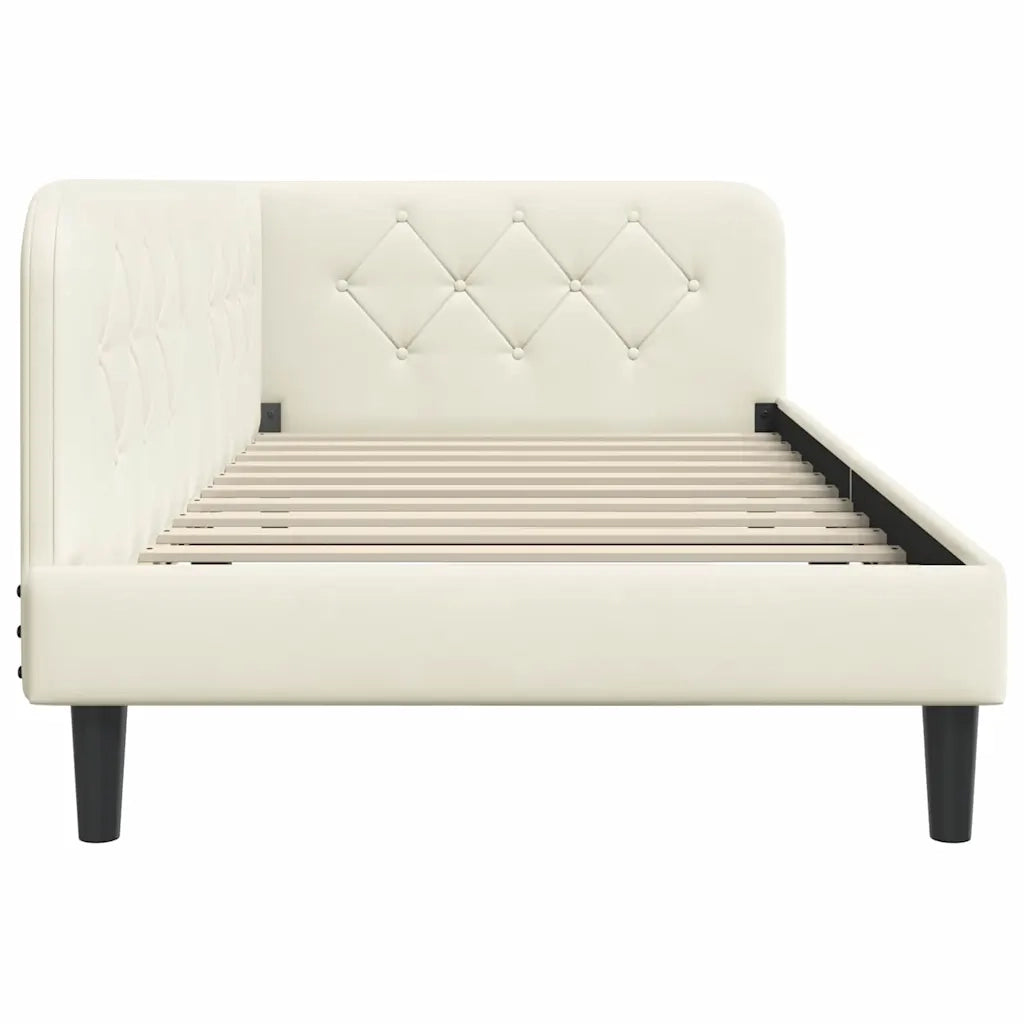 Cornice del letto ad angolo Crema 90 x 190 cm Velluto