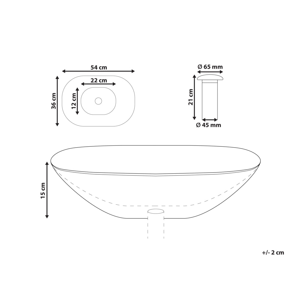 Lavabo da appoggio Superficie solida blu 340 x 360 mm Lavello da bagno semitrasparente