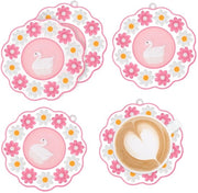 Sottopiani per bibite, sottopiani in silicone moderni con disegno a fiori, 4-pack sottopiani antiscivolo per diverse tazze (rosa pastello)