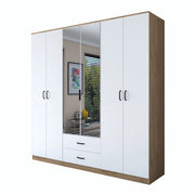 Armadio Camera da Letto Neirone, Guardaroba Grande 2 Cassetti, 210x210h cm Bianco