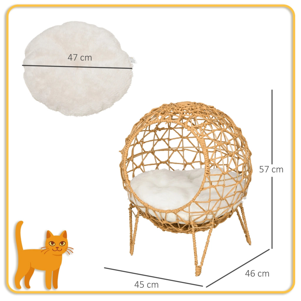 Letto per gatti in rattan con cuscino ¨C Zephmum ¨C Marrone ?45x57 cm