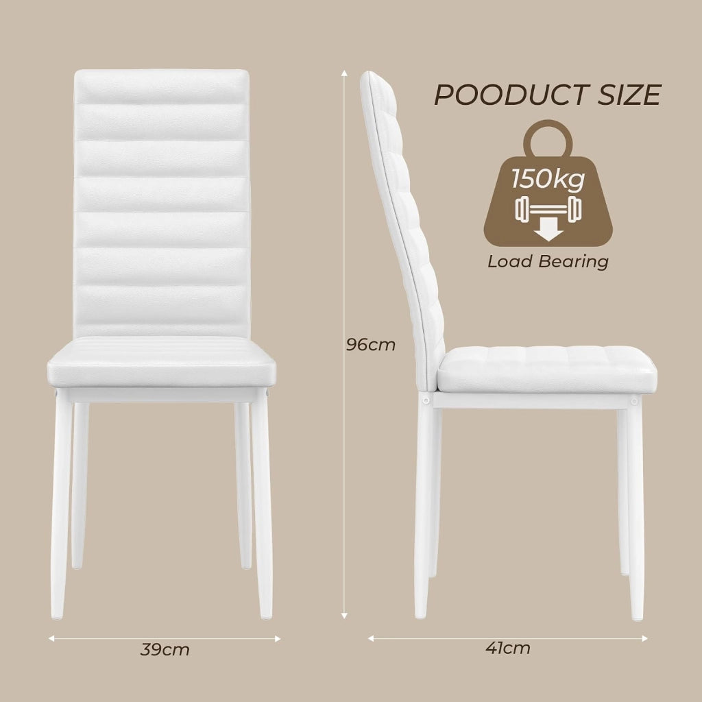 Set di 6 sedie da pranzo, sedie da tavolo in similpelle, moderne sedie da cucina a vista per sale da pranzo, studi e soggiorni. (Bianco, Set da 6)
