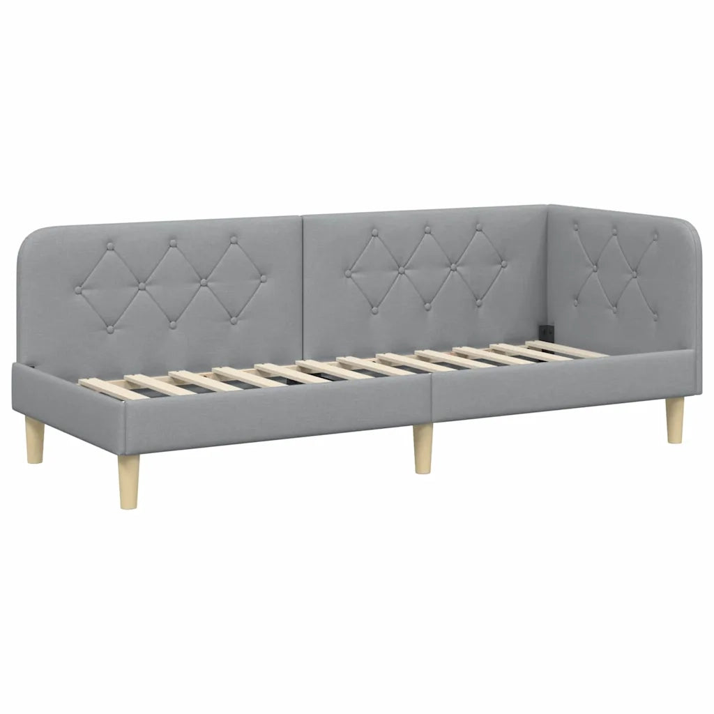 Cornice del letto ad angolo Grigio chiaro 80 x 200 cm Tessuto 3394101