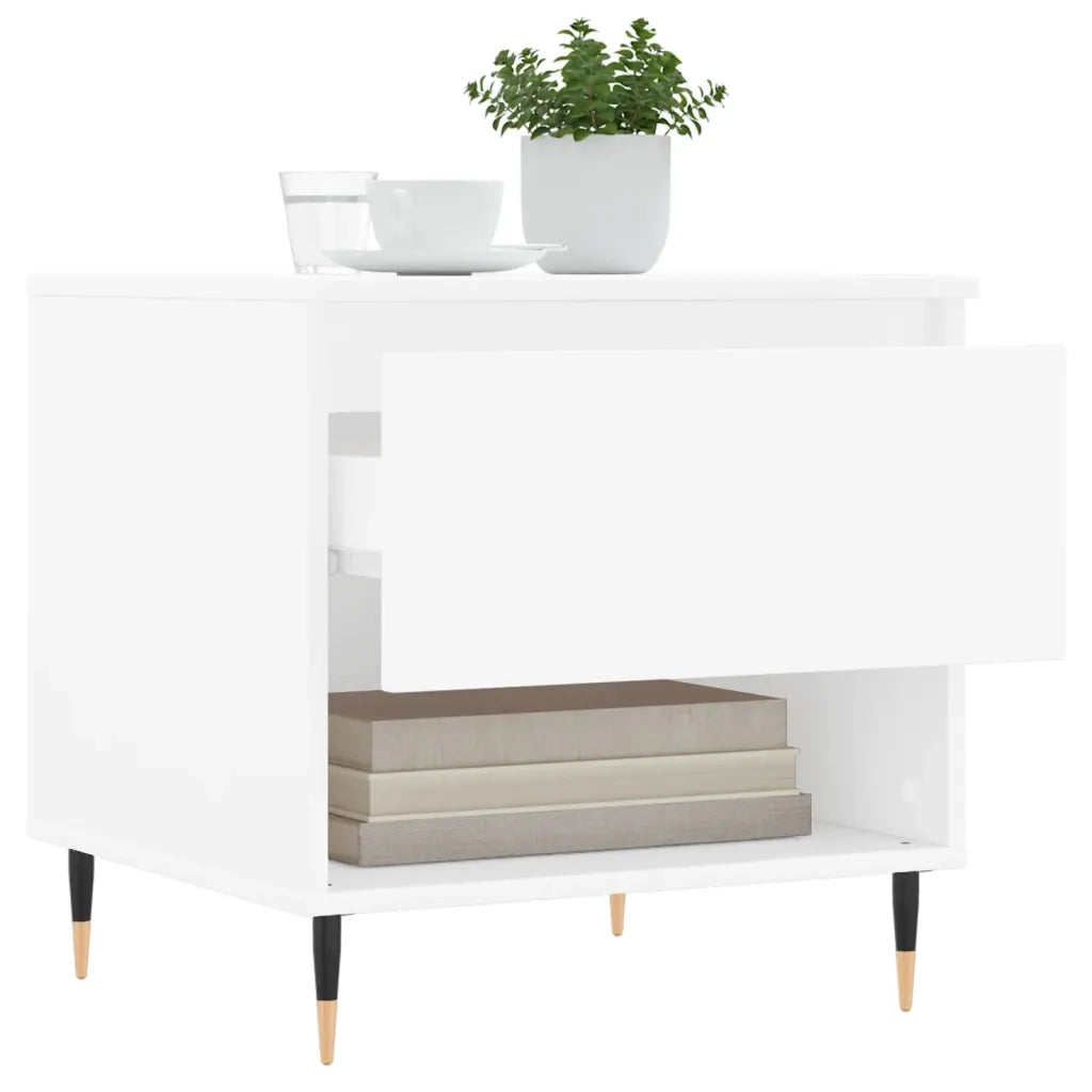 Tavolini Salotto 2 pz Bianchi 50x46x50 cm in Legno Multistrato 830893