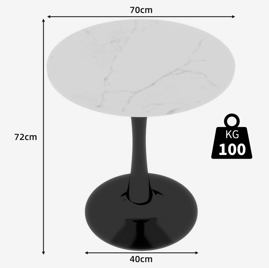 Tavolino rotondo in marmo artificiale nero bianco