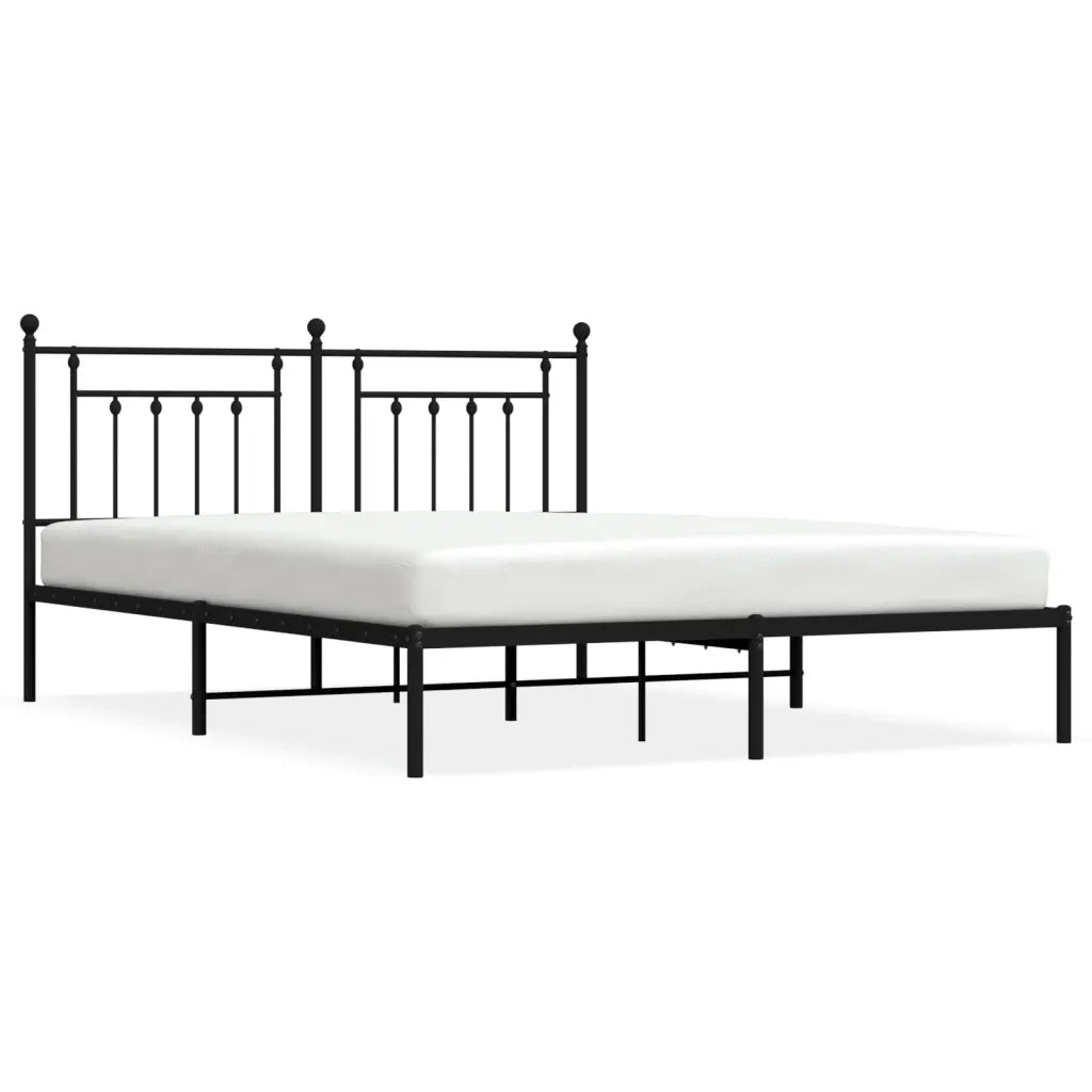 Giroletto con Testiera-Struttura Letto con testiera in Metallo Nero 160x200 cm 142762