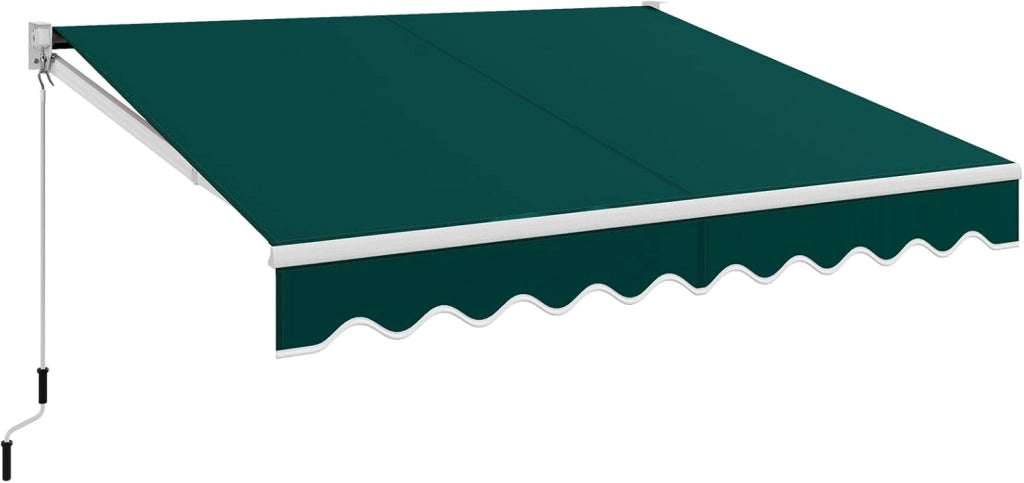Tenda da Sole per Esterno Avvolgibile, Tenda da Sole a Bracci Estensibili con Telaio in Alluminio e Tettuccio Resistente al Sole e Impermeabile e Manovella (295 x 250 cm,Verde)