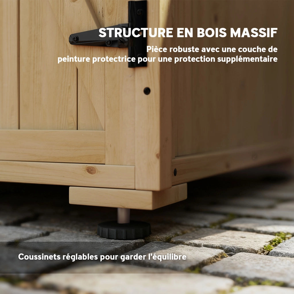Armadio da giardino in legno ¨C zephmum ¨C Doppia porta, ripiani regolabili, tetto in bitume