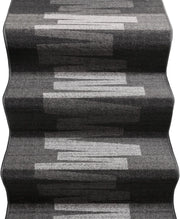 Passatoia Scala Bordata 67x140 cm Ingresso Corridoio Tappeto Cucina Gradini Zig Zag Grigio