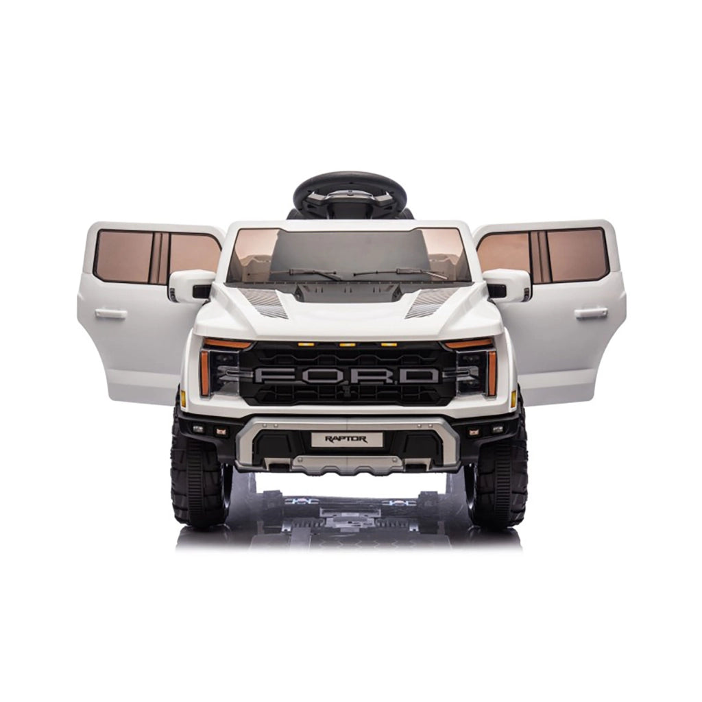 Macchina Elettrica per Bambini Ford Raptor 12V con Telecomando Bluetooth Luci LED e Tappetini Inclusi Bianco