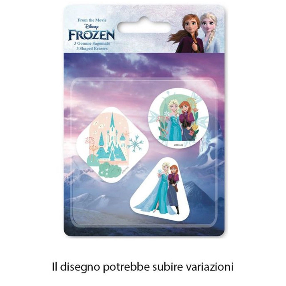 Trade Shop - Kit Gomme Per Cancellare 3pz Sagomate Tema Frozen Cancelleria Per Bambine Scuola 953674 -
