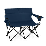 Sedia da campeggio doppia 132 x 66 x 96 cm con portabicchieri comoda design moderno in tessuto Oxford blu 20_0011135