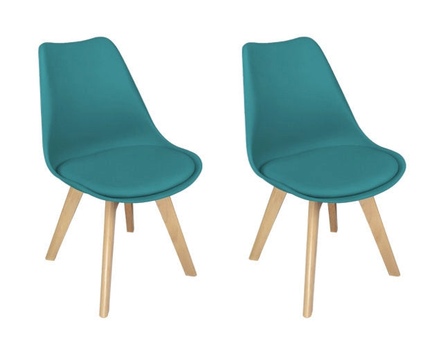 Sedia in plastica verde petrolio, sedia da pranzo piede in legno (2 pz) - Mia - SD26MIPL