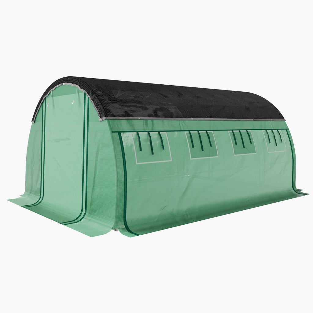 Serra Tunnel Giardino 4x3x2m ¨C Xylo ¨C Rete Ombreggiante, Pareti Laterali Arrotolabili, Telaio Acciaio Verde