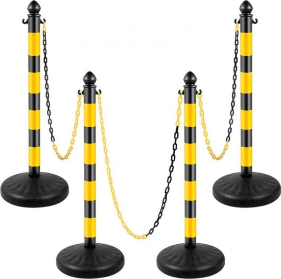 Segnale di Preavviso - 4 Pezzi x 1 M - Colonna di Preavviso - Giallo e Nero - Barriera di Sicurezza Stradale