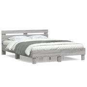 Letto matrimoniale | Letto per adulti | Giroletto Testiera Grigio Sonoma 150x200 cm Legno Multistrato