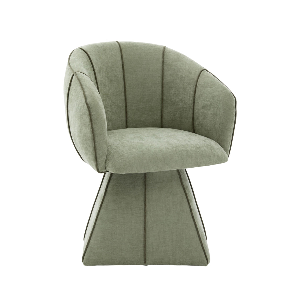 Poltrona girevole in tessuto Chenille, seduta ergonomica con schienale alto, colore oliva