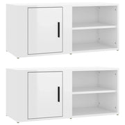 Mobile TV multimediale mensola TV credenza mobile TV sala da pranzo soggiorno camera da letto 2 pezzi finitura lucida 80 x 31,5 x 36 cm legno ingegnerizzato bianco 02_0028597