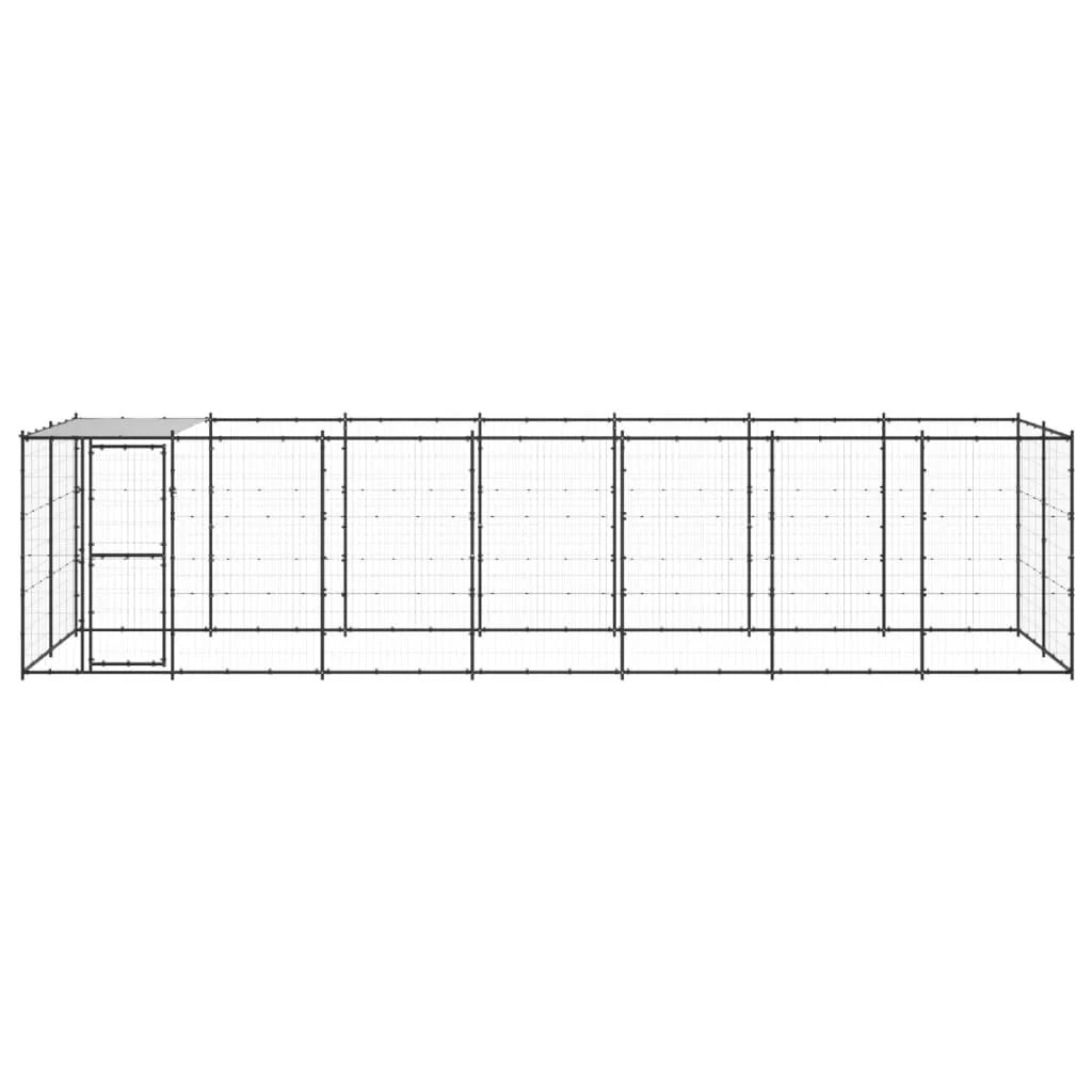 Recinto per animali da esterno per cani in acciaio con tetto 16,94 m² 02_0000393