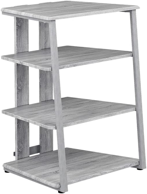 Ripiano portaoggetti Tonar, Grigio, 61 x 78 cm 4 ripiani aperti, adatto per la conservazione di dispositivi Hi-Fi e apparecchi multimediali