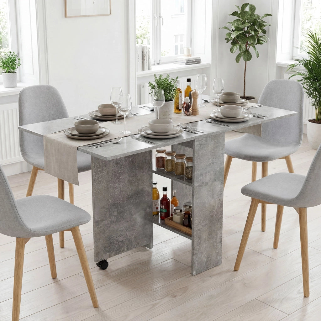Tavolo da Pranzo Pieghevole Allungabile ¨C Zephmum ¨C Grigio Cemento
