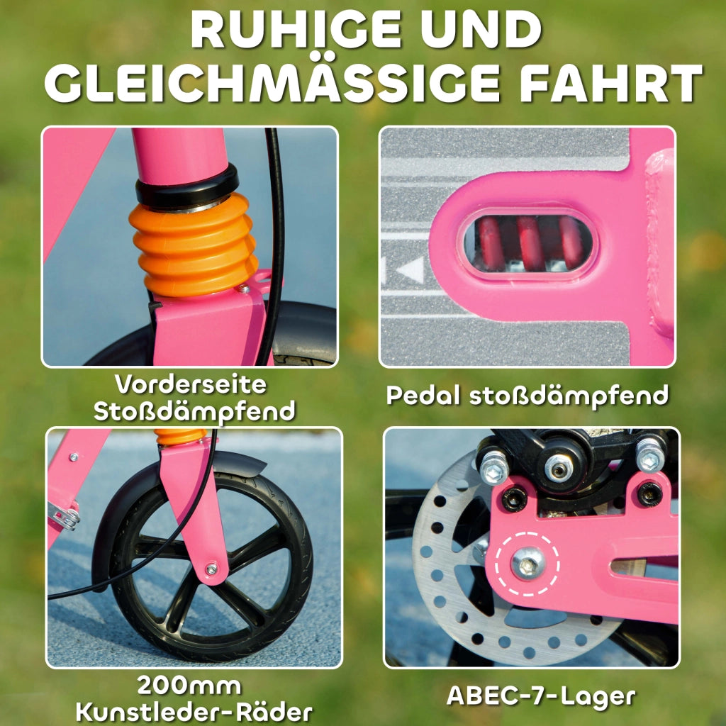 Monopattino per Bambini Regolabile e Pieghevole ¨C zephmum ¨C Rosa 94x36x88-103 cm