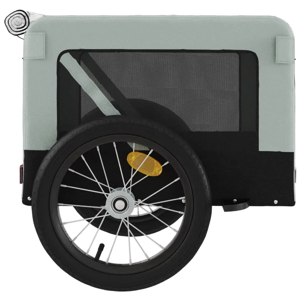 Rimorchio da Bici per Animali Grigio e Nero Oxford e Ferro 93916