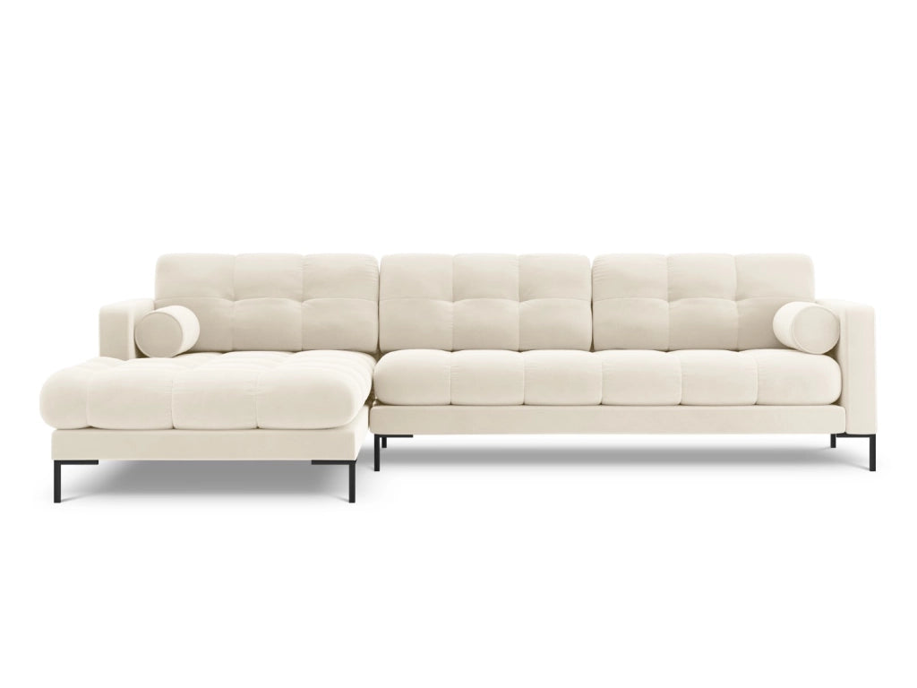 Cosmopolitan Design - Divano angolare sinistro "Bali" 5 posti in velluto beige chiaro 
