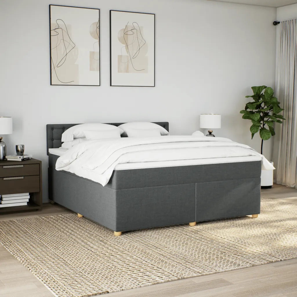 Giroletto a Molle con Materasso Grigio Scuro 180x200 cm Tessuto