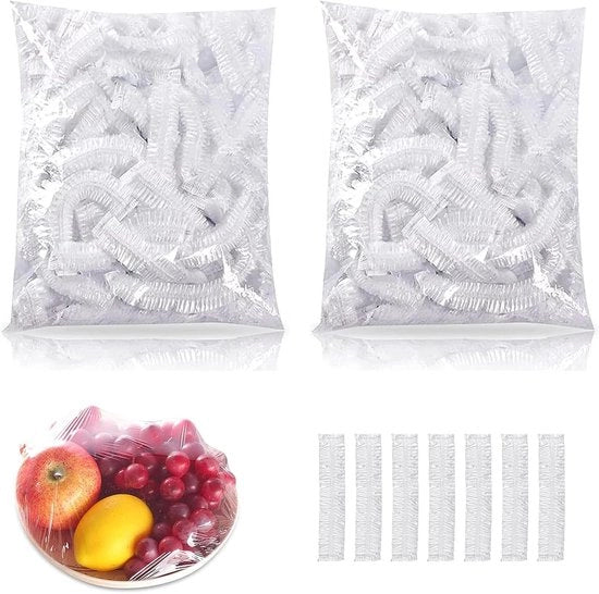 Sacchetti di conservazione con elastico - 200 pezzi Sacchetti di conservazione riutilizzabili per frutta e verdura protezione dalla perdita di umidità - Adatto per uso domestico e cucina