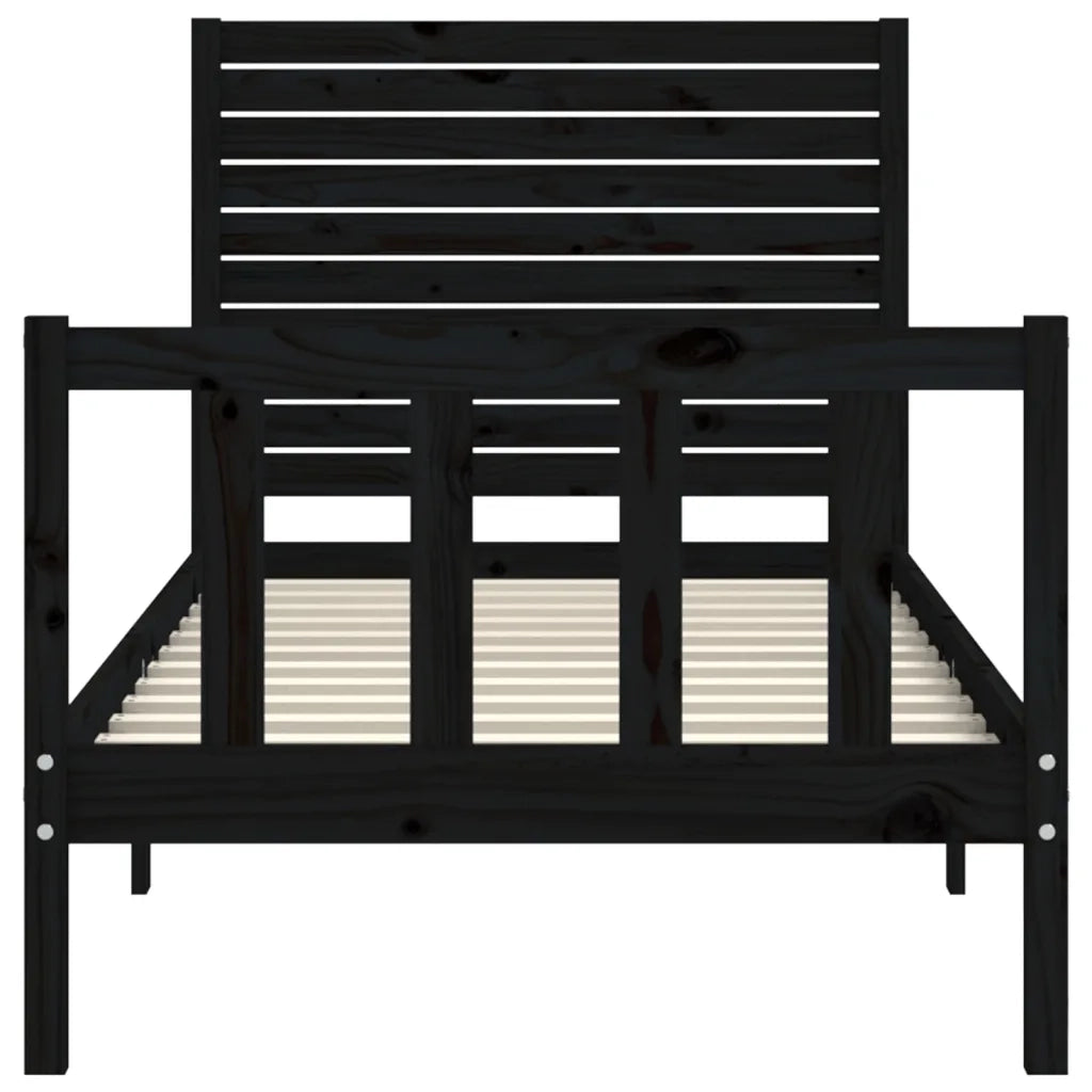 Giroletto con Testiera Nero Small Single in Legno Massello 3193170