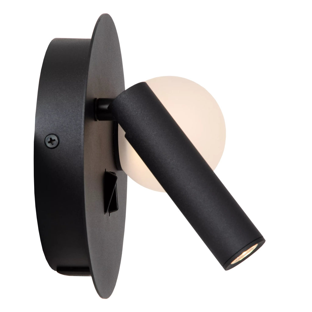 Applique lettura doppia nera sfera bianca Matiz LED Lucide