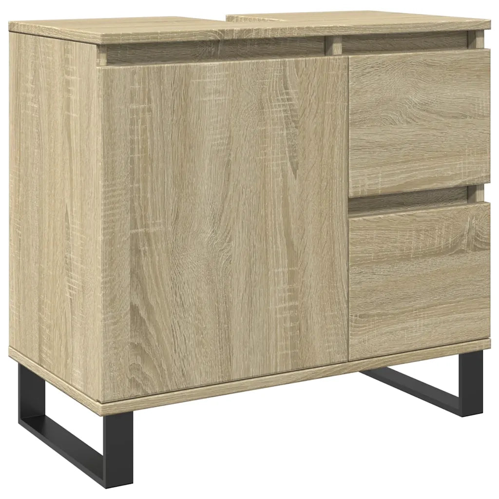 Set Mobili da Bagno 3 pz Rovere Sonoma in Legno Multistrato 3307678