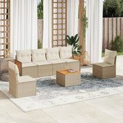 Set Divani da Giardino 7 pz con Cuscini Beige in Polyrattan 3259951