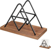 Sostituto di tovaglioli in metallo - Forma triangolare - Nero - Accessorio da cucina - Ideale per la tavola da pranzo - in legno