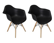 Sedia in plastica nera, poltrona con piedi in legno (2 pz) - SD10DAPL