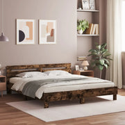Giroletto con Testiera-Struttura Letto con testiera Rovere Fumo 200x200 cm Legno Multistrato 187522