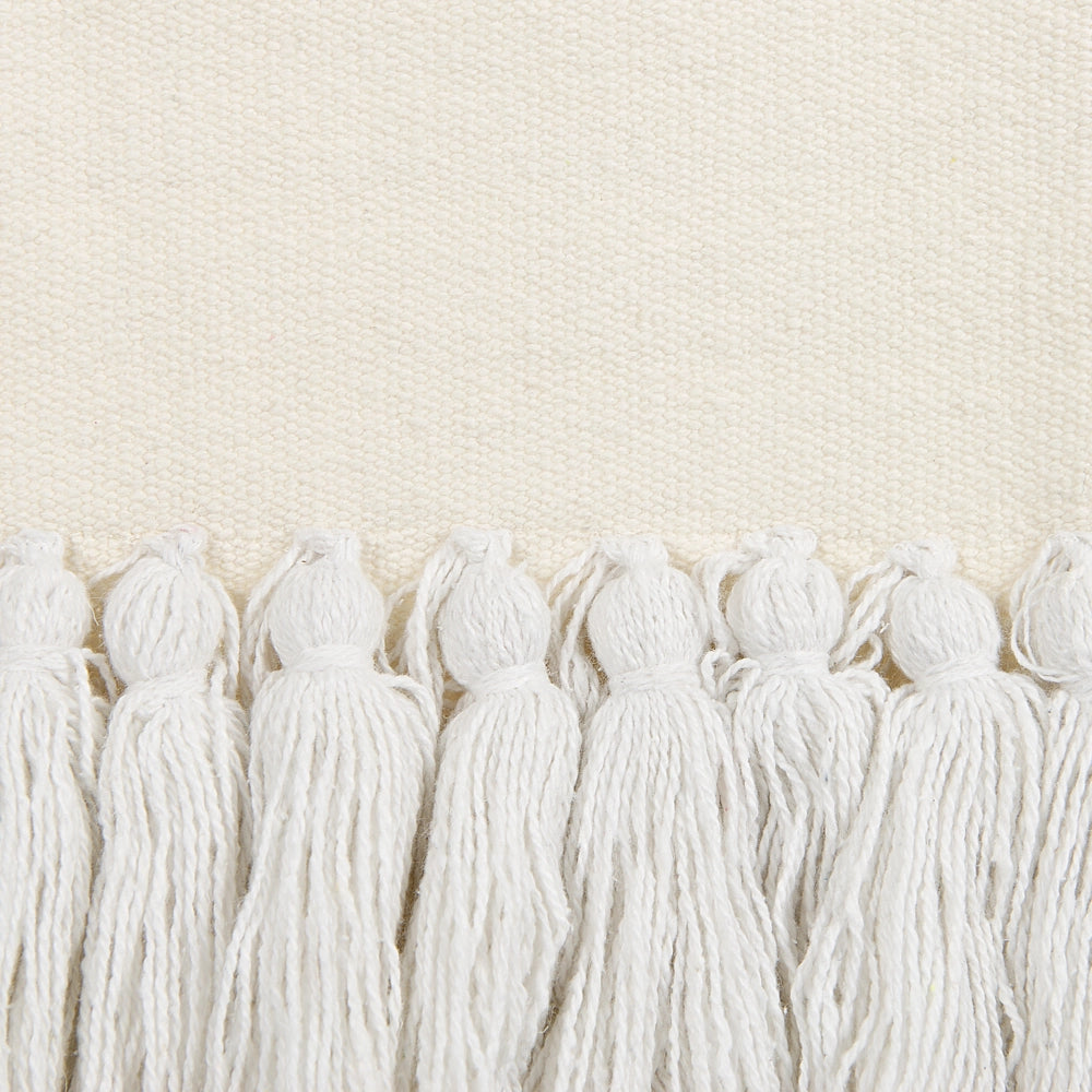 Decorazione da parete in cotone bianco sporco intrecciato a mano con frange Decorazione da parete Appendiabiti Decorazione in stile Boho Soggiorno Camera da letto