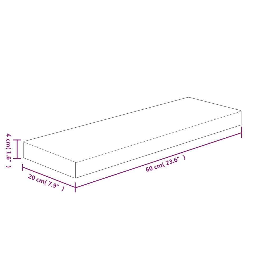 Ripiano60x20x4 cm Legno Massello di Rovere Non Trattato 342949