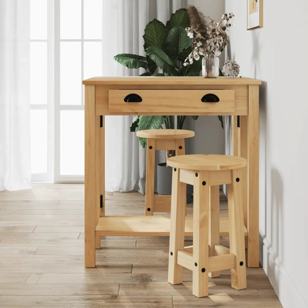 vidaXL Set da Bar 3 pz in Legno Massello di Pino