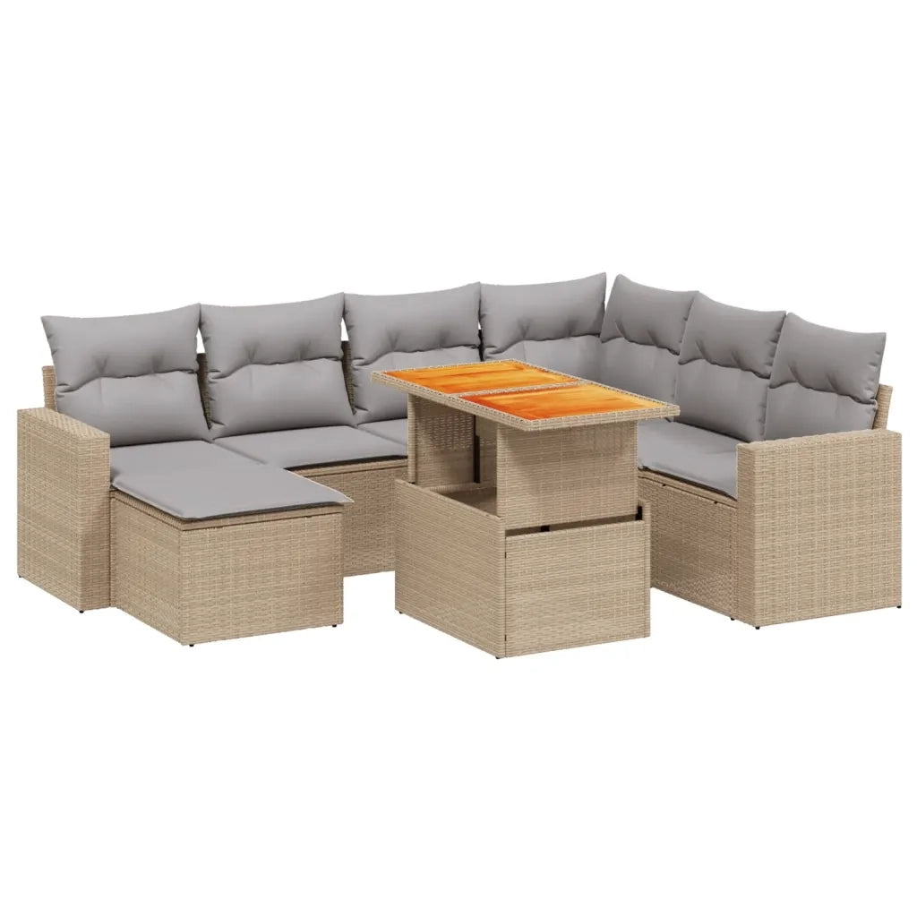 Set Divano da Giardino 8 pz con Cuscini Beige in Polyrattan 3271430