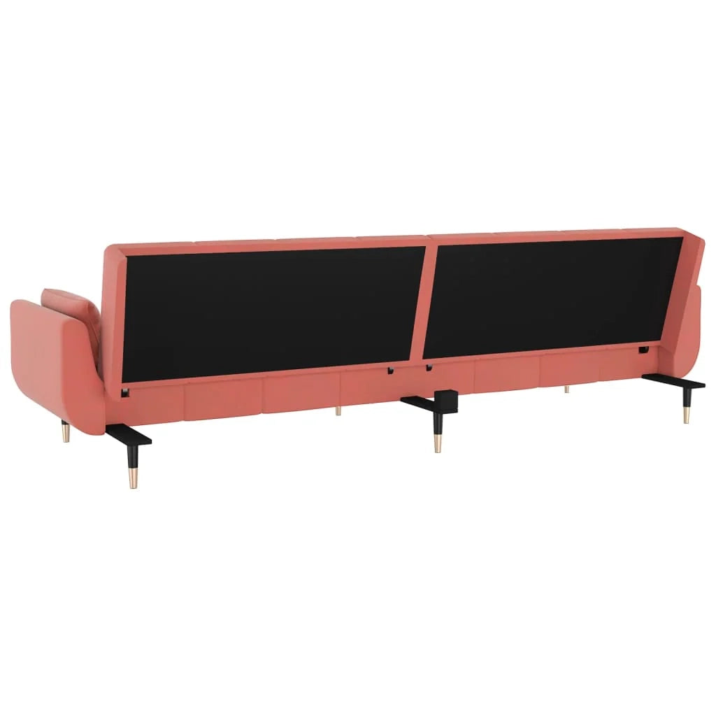 Divano letto a 2 posti letto per gli ospiti trasformabile divano letto per soggiorno pieghevole per uso interno con due cuscini velluto rosa 02_0020657
