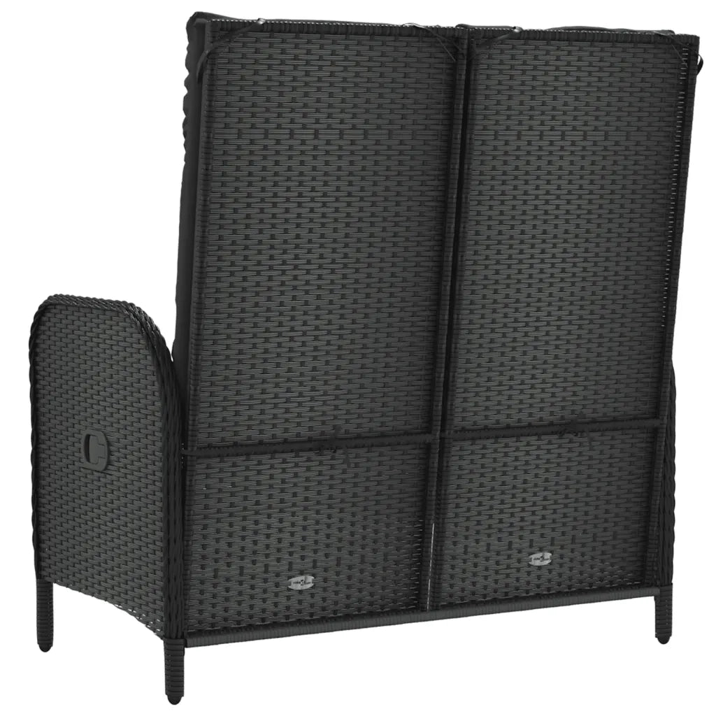 Panchina Reclinabile da Giardino | Panca da Giardino con Cuscini 107cm Polyrattan Nera