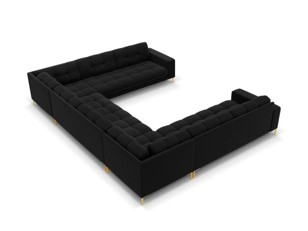 Cosmopolitan Design - Divano panoramico "Bali" 9 posti in velluto nero 