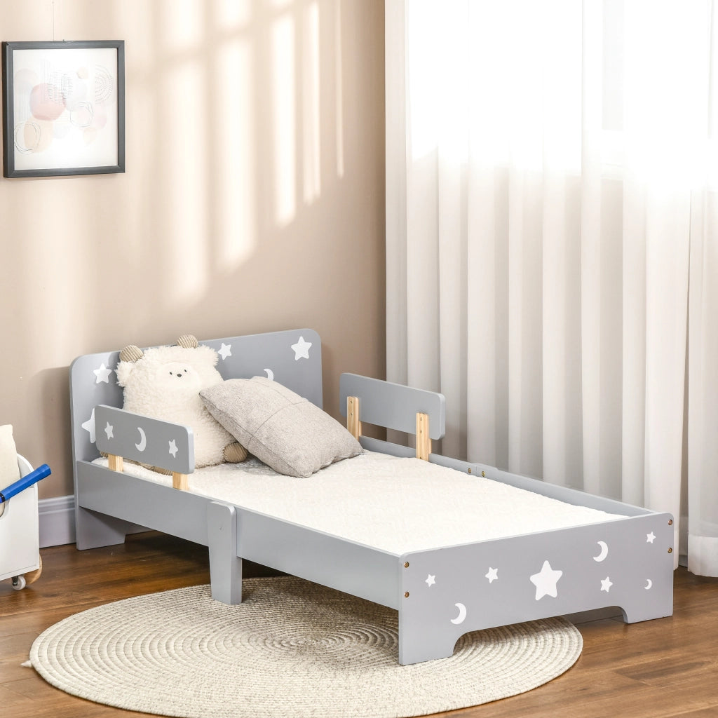 Letto per Bambini 3-6 Anni con Motivi a Stelle e Luna in Pannelli di MDF e Truciolato, 143x76x49 cm