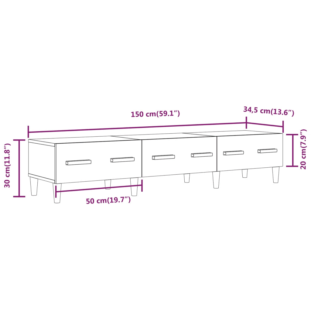 Mobile TV Grigio Sonoma 150x34,5x30 cm in Legno Multistrato 817508