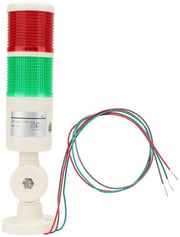 Torre di Avviso a Doppia Lente 24VDC - Luce di Allarme a LED - Maniglia Ripiegabile - Rosso/Giallo - Apparecchiatura Meccanica - Materiali di Alta Qualità - Lampada di Allarme